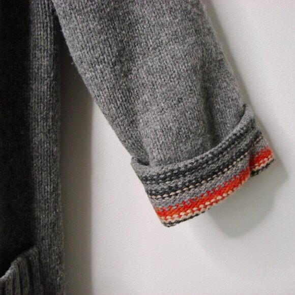 Hollister Gray Lamb Wool Cardigan Sweater Aztec Southwestern Bear Medium Large - Picture 7 of 13